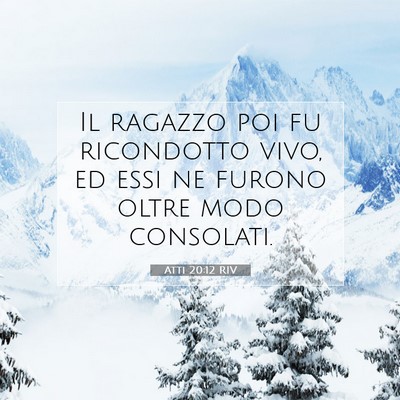 Picture 07 - Atti 20:12 RIV - Il ragazzo poi fu ricondotto vivo, ed essi ne - Bible Verse Picture