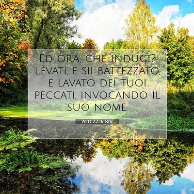 Picture 07 - Atti 22:16 RIV - Ed ora, che indugi? Lèvati, e sii battezzato, e - Bible Verse Picture