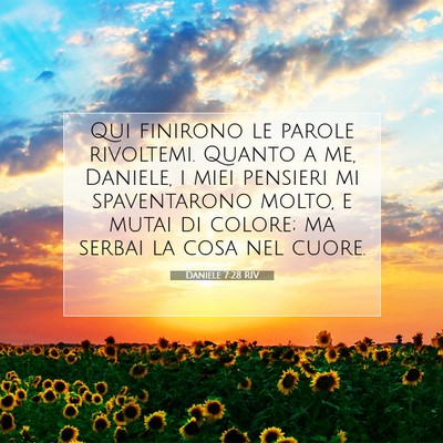 Picture 07 - Daniele 7:28 RIV - Qui finirono le parole rivoltemi. Quanto a me, - Bible Verse Picture