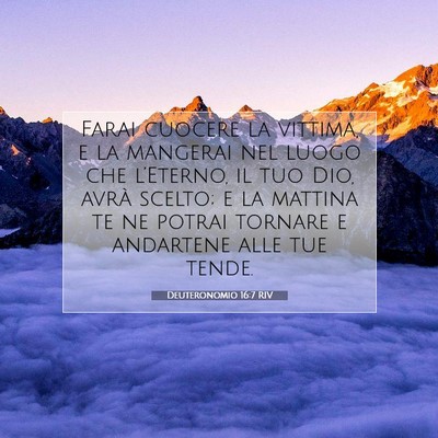 Picture 07 - Deuteronomio 16:7 RIV - Farai cuocere la vittima, e la mangerai nel luogo - Bible Verse Picture