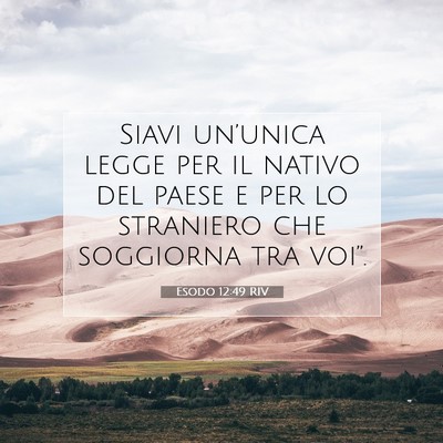 Picture 07 - Esodo 12:49 RIV - Siavi un’unica legge per il nativo del paese e - Bible Verse Picture