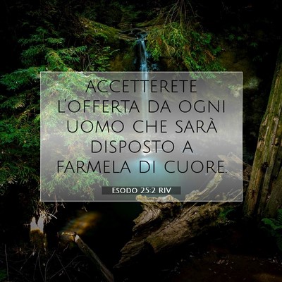 Picture 07 - Esodo 25:2 RIV - accetterete l’offerta da ogni uomo che sarà - Bible Verse Picture