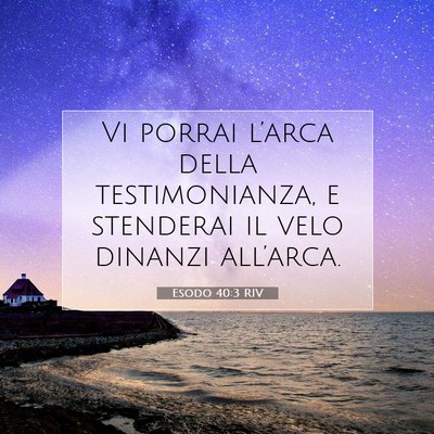 Picture 07 - Esodo 40:3 RIV - Vi porrai l’arca della testimonianza, e - Bible Verse Picture