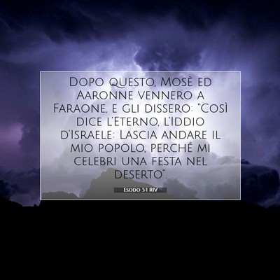 Picture 07 - Esodo 5:1 RIV - Dopo questo, Mosè ed Aaronne vennero a Faraone, - Bible Verse Picture