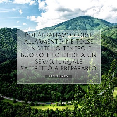 Picture 07 - Genesi 18:7 RIV - Poi Abrahamo corse all’armento, ne tolse un - Bible Verse Picture