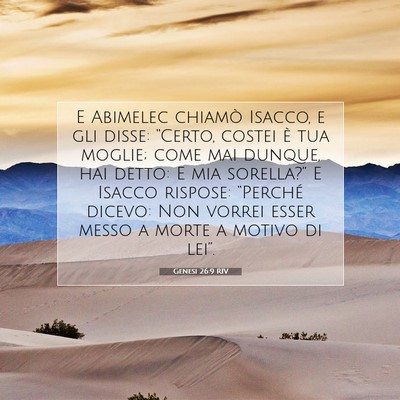 Picture 07 - Genesi 26:9 RIV - E Abimelec chiamò Isacco, e gli disse: “Certo, - Bible Verse Picture