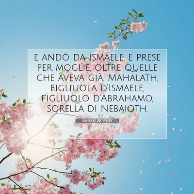 Picture 07 - Genesi 28:9 RIV - e andò da Ismaele, e prese per moglie, oltre - Bible Verse Picture