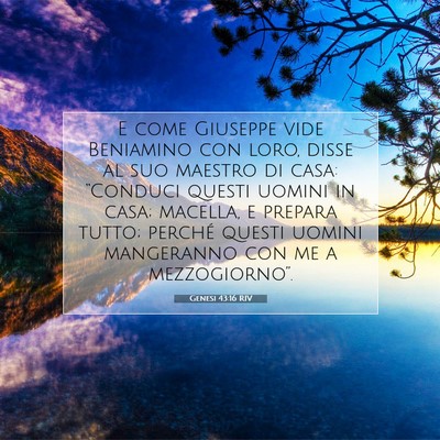 Picture 07 - Genesi 43:16 RIV - E come Giuseppe vide Beniamino con loro, disse al - Bible Verse Picture