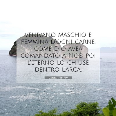Picture 07 - Genesi 7:16 RIV - venivano maschio e femmina d’ogni carne, come - Bible Verse Picture