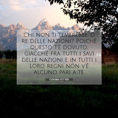 Picture 07 - Geremia 10:7 RIV - Chi non ti temerebbe, o re delle nazioni? Poiché - Bible Verse Picture