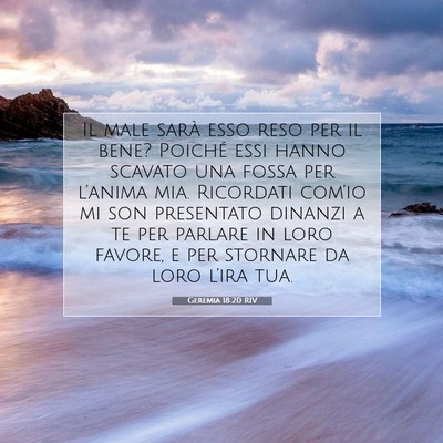 Picture 07 - Geremia 18:20 RIV - Il male sarà esso reso per il bene? Poiché essi - Bible Verse Picture