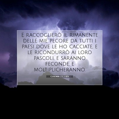 Picture 07 - Geremia 23:3 RIV - E raccoglierò il rimanente delle mie pecore da - Bible Verse Picture