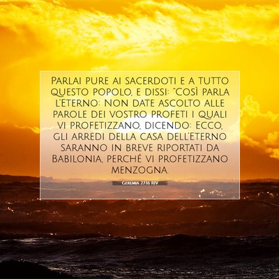 Picture 07 - Geremia 27:16 RIV - Parlai pure ai sacerdoti e a tutto questo popolo, - Bible Verse Picture