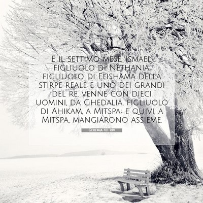 Picture 07 - Geremia 41:1 RIV - E il settimo mese, Ismael, figliuolo di Nethania, - Bible Verse Picture