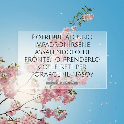 Picture 07 - Giobbe 40:24 RIV - Potrebbe alcuno impadronirsene assalendolo di - Bible Verse Picture