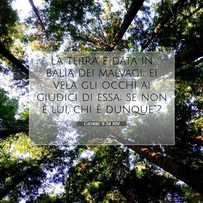 Picture 07 - Giobbe 9:24 RIV - La terra è data in balìa dei malvagi; ei vela - Bible Verse Picture
