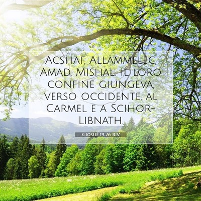 Picture 07 - Giosué 19:26 RIV - Acshaf, Allammelec, Amad, Mishal. Il loro confine - Bible Verse Picture
