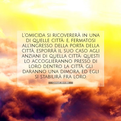 Picture 07 - Giosué 20:4 RIV - L’omicida si ricovererà in una di quelle - Bible Verse Picture