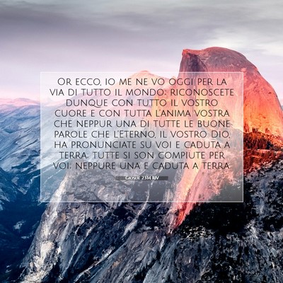 Picture 07 - Giosué 23:14 RIV - Or ecco, io me ne vo oggi per la via di tutto il - Bible Verse Picture