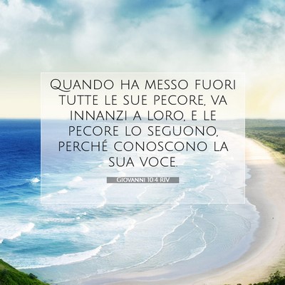 Picture 07 - Giovanni 10:4 RIV - Quando ha messo fuori tutte le sue pecore, va - Bible Verse Picture