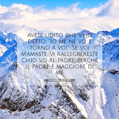 Picture 07 - Giovanni 14:28 RIV - Avete udito che v’ho detto: “Io me ne vo, e - Bible Verse Picture