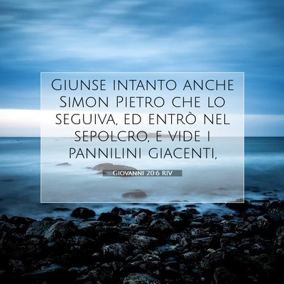 Picture 07 - Giovanni 20:6 RIV - Giunse intanto anche Simon Pietro che lo seguiva, - Bible Verse Picture