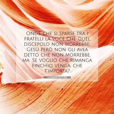 Picture 07 - Giovanni 21:23 RIV - Ond’è che si sparse tra i fratelli la voce che - Bible Verse Picture