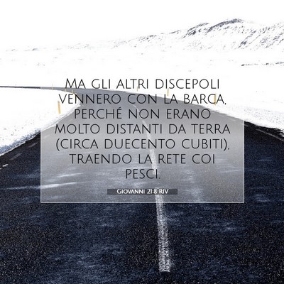 Picture 07 - Giovanni 21:8 RIV - Ma gli altri discepoli vennero con la barca, - Bible Verse Picture