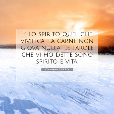 Picture 07 - Giovanni 6:63 RIV - E’ lo spirito quel che vivifica; la carne non - Bible Verse Picture