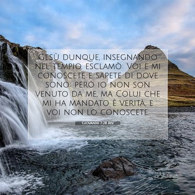 Picture 07 - Giovanni 7:28 RIV - Gesù dunque, insegnando nel tempio, esclamò: - Bible Verse Picture