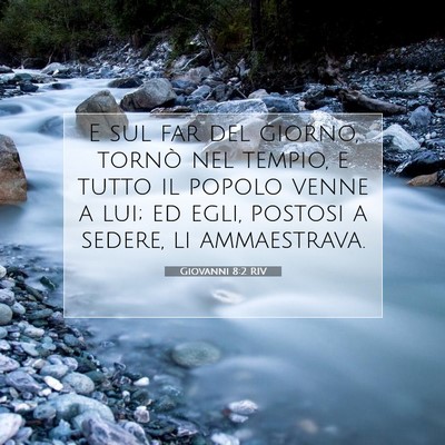 Picture 07 - Giovanni 8:2 RIV - E sul far del giorno, tornò nel tempio, e tutto - Bible Verse Picture