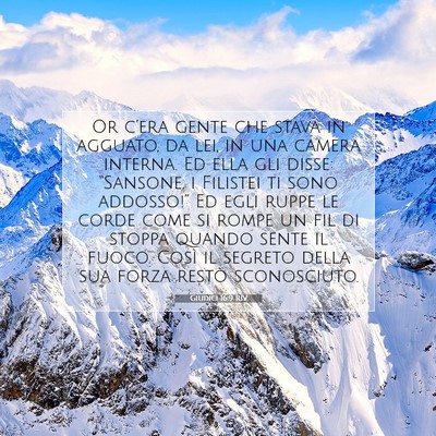 Picture 07 - Giudici 16:9 RIV - Or c’era gente che stava in agguato, da lei, in - Bible Verse Picture