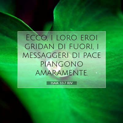 Picture 07 - Isaia 33:7 RIV - Ecco, i loro eroi gridan di fuori, i messaggeri - Bible Verse Picture