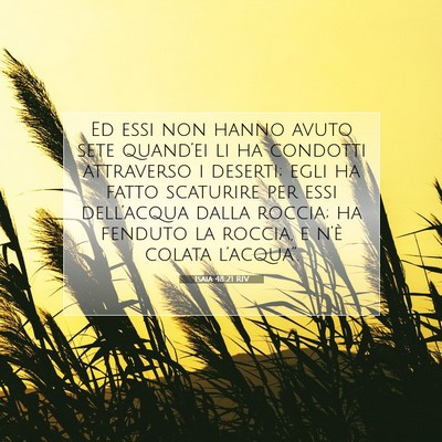 Picture 07 - Isaia 48:21 RIV - Ed essi non hanno avuto sete quand’ei li ha - Bible Verse Picture