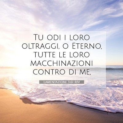 Picture 07 - Lamentazioni 3:61 RIV - Tu odi i loro oltraggi, o Eterno, tutte le loro - Bible Verse Picture