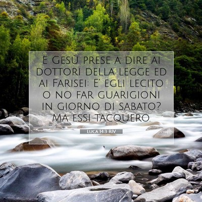 Picture 07 - Luca 14:3 RIV - E Gesù prese a dire ai dottori della legge ed ai - Bible Verse Picture