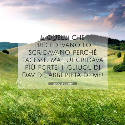 Picture 07 - Luca 18:39 RIV - E quelli che precedevano lo sgridavano perché - Bible Verse Picture