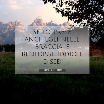 Picture 07 - Luca 2:28 RIV - se lo prese anch’egli nelle braccia, e - Bible Verse Picture