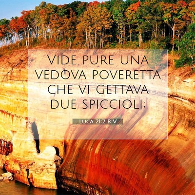Picture 07 - Luca 21:2 RIV - Vide pure una vedova poveretta che vi gettava due - Bible Verse Picture