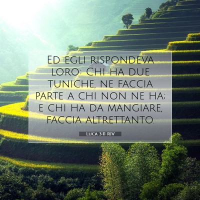 Picture 07 - Luca 3:11 RIV - Ed egli rispondeva loro: Chi ha due tuniche, ne - Bible Verse Picture