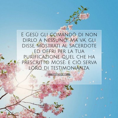 Picture 07 - Luca 5:14 RIV - E Gesù gli comandò di non dirlo a nessuno: Ma - Bible Verse Picture