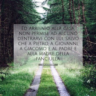 Picture 07 - Luca 8:51 RIV - Ed arrivato alla casa, non permise ad alcuno - Bible Verse Picture