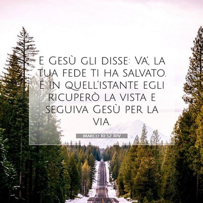 Picture 07 - Marco 10:52 RIV - E Gesù gli disse: Va’, la tua fede ti ha - Bible Verse Picture