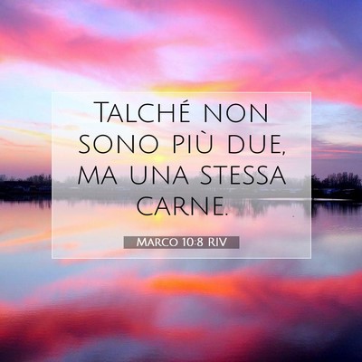 Picture 07 - Marco 10:8 RIV - Talché non sono più due, ma una stessa - Bible Verse Picture