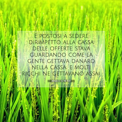 Picture 07 - Marco 12:41 RIV - E postosi a sedere dirimpetto alla cassa delle - Bible Verse Picture
