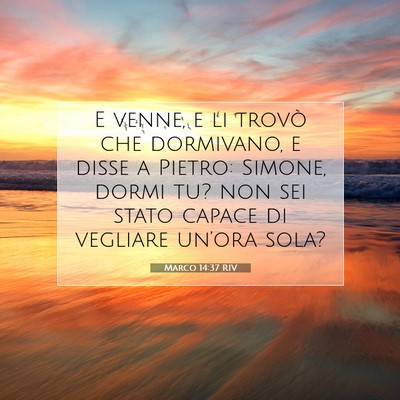Picture 07 - Marco 14:37 RIV - E venne, e li trovò che dormivano, e disse a - Bible Verse Picture