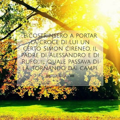 Picture 07 - Marco 15:21 RIV - E costrinsero a portar la croce di lui un certo - Bible Verse Picture