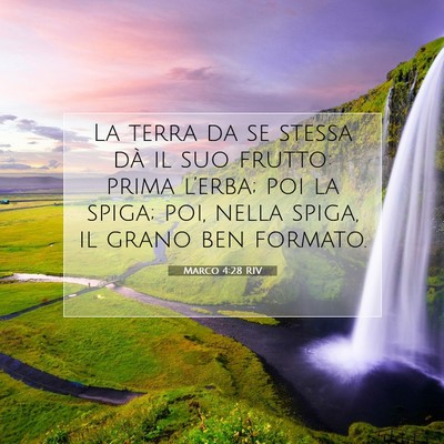 Picture 07 - Marco 4:28 RIV - La terra da se stessa dà il suo frutto: prima - Bible Verse Picture