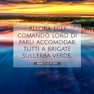 Picture 07 - Marco 6:39 RIV - Allora egli comandò loro di farli accomodar - Bible Verse Picture