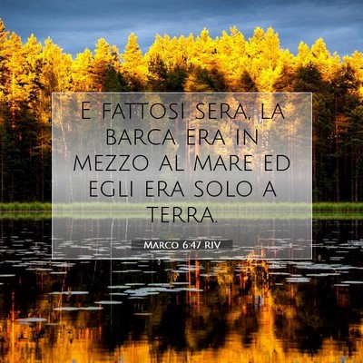 Picture 07 - Marco 6:47 RIV - E fattosi sera, la barca era in mezzo al mare ed - Bible Verse Picture